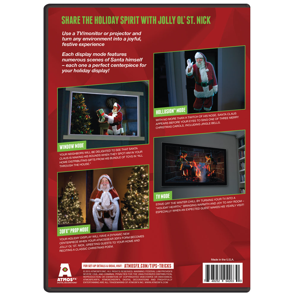 AtmosFX Night Before Christmas DVD + 48" x 72" White Holographic Screen for Christmas Projection