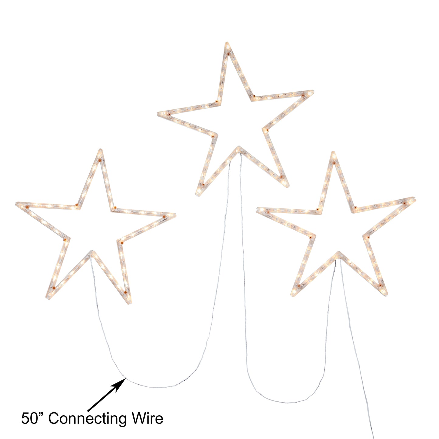 Foldable Stars - Cool White (3 Stars Included) - 120 Total LED Lights - 8 Lighting Modes - 18" Tall