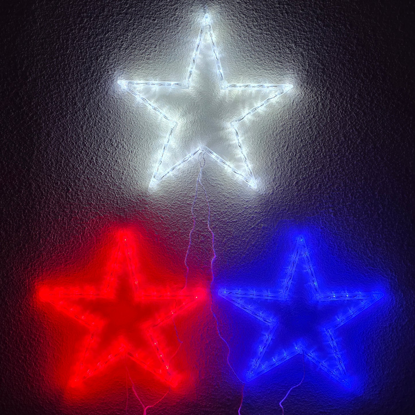 Foldable Stars - Red, White, Blue (3 Stars Included) - 120 Total LED Lights - 8 Lighting Modes - 18" Tall