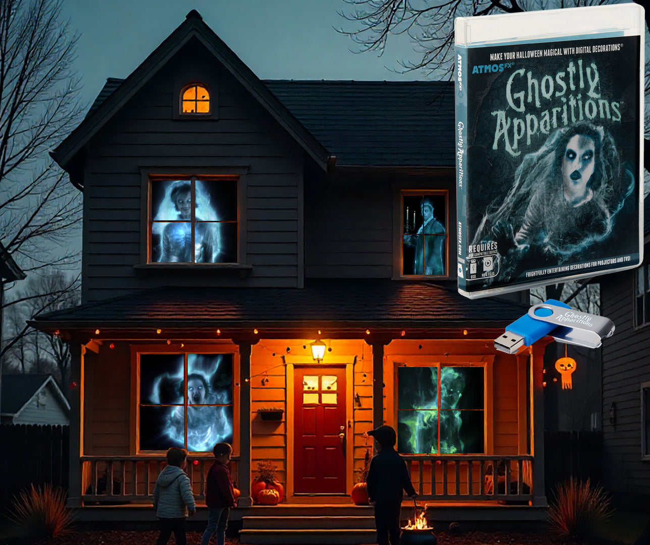 AtmosFX Ghostly Apparitions Halloween Digital Decoration on USB