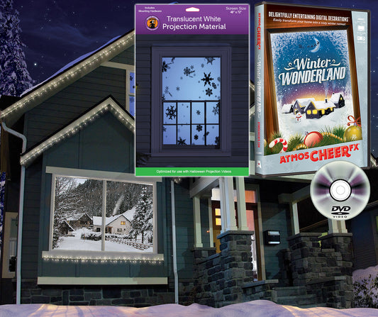AtmosFX Winter Wonderland DVD + 48" x 72" White Holographic Screen for Christmas Projection