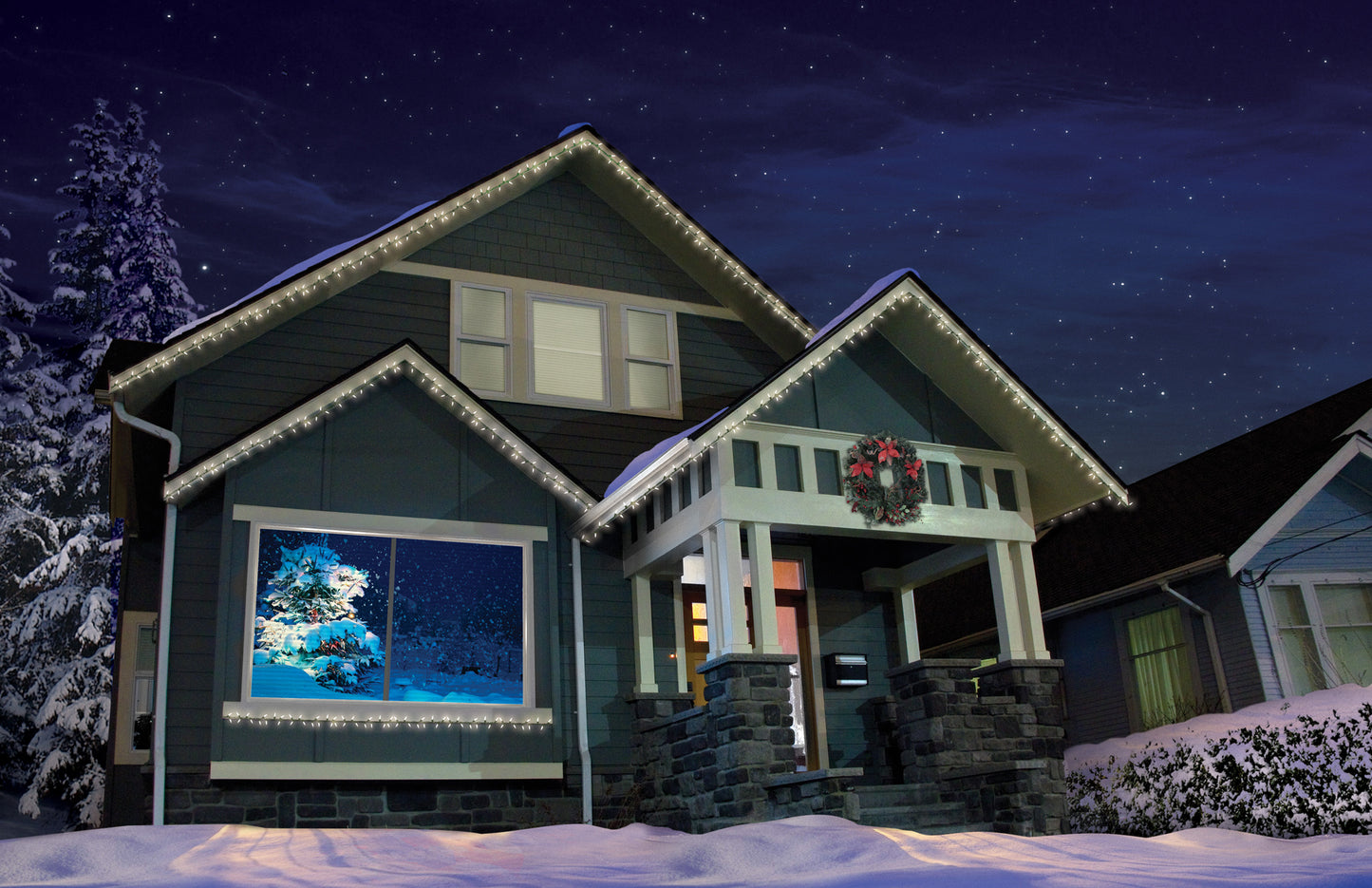 AtmosFX Winter Wonderland DVD + 48" x 72" White Holographic Screen for Christmas Projection