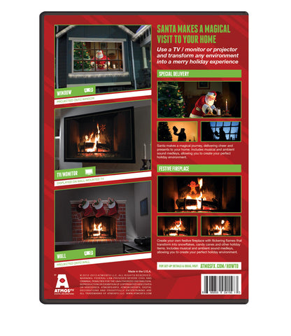 AtmosFX Santa's Visit DVD + 48" x 72" White Holographic Screen for Christmas Projection