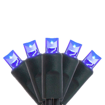 4 pack - 5mm - 100 ct - Blue LED - 4" spacing - Green wire - 33 ft long