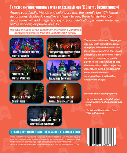 Christmas Digital Decoration on USB Includes 7 AtmosFX Video Effects for Christmas