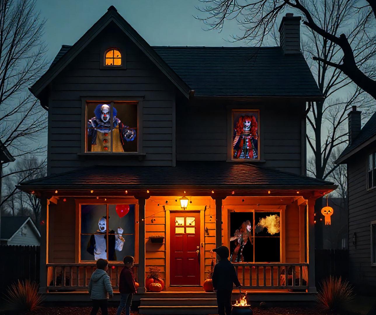 AtmosFX® Creepy Clowns Halloween Digital Decoration on USB Includes 8 Atmosfx Video Effects for Hallloween