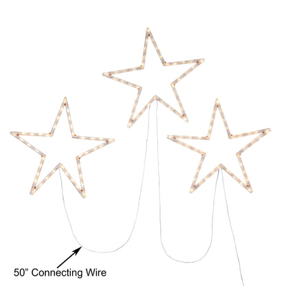 Foldable Stars - Red, White, Blue (3 Stars Included) - 120 Total LED Lights - 8 Lighting Modes - 18" Tall