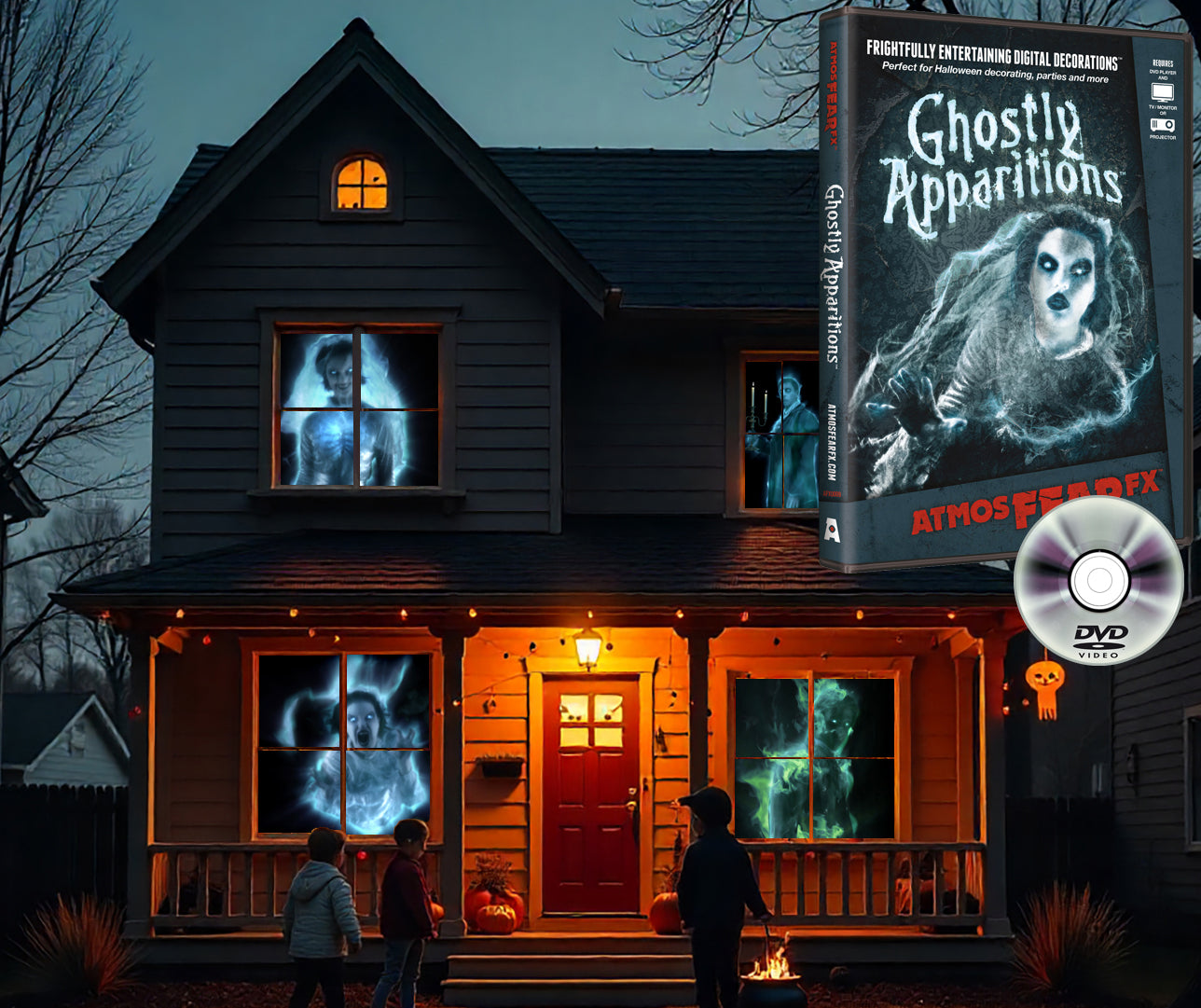 AtmosFX Ghostly Apparitions Halloween Digital Decoration on DVD