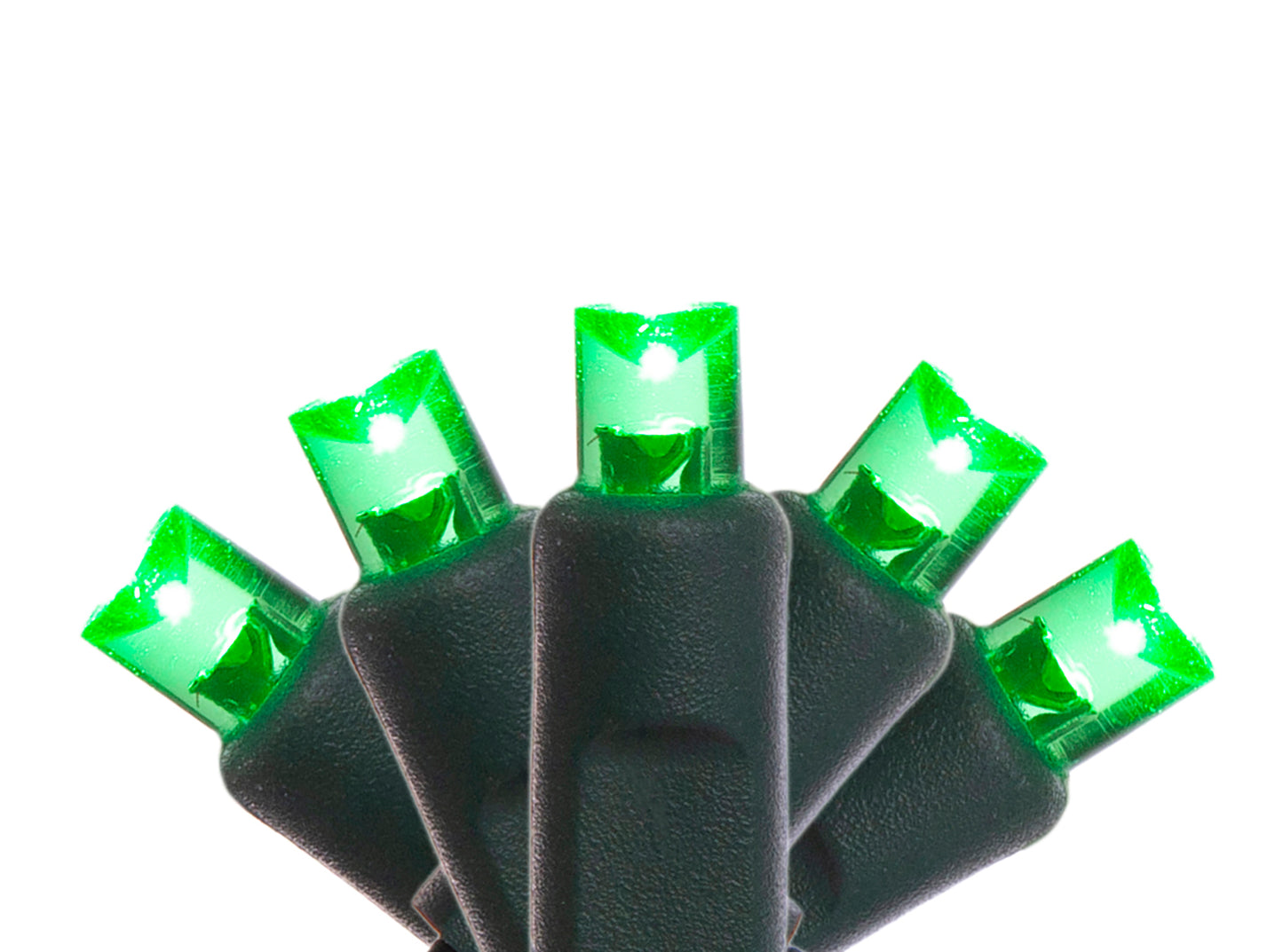 4 pack - 5mm - 50 ct - Green LED- 4" spacing - Green wire - 17 ft long
