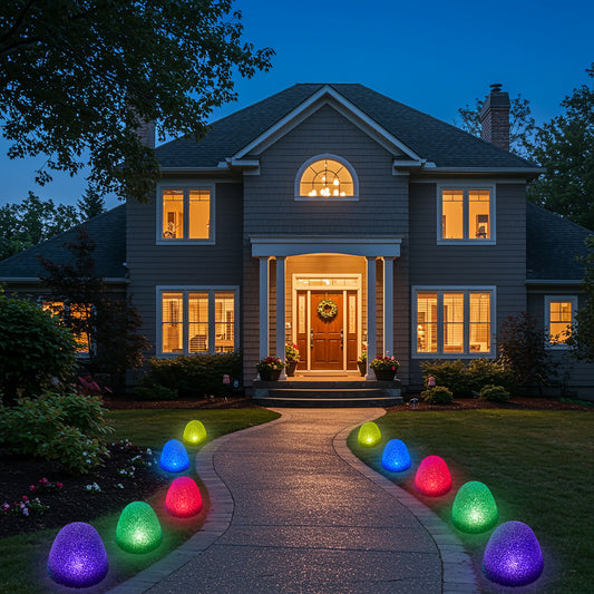 Set of 5 - 8" Tall Sugar Coated LED Gumdrop Christmas Pathway Lights - A/C Powered