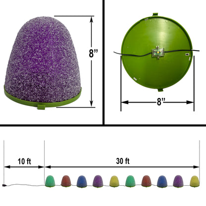 Set of 10 - 8" Tall Sugar Coated LED Gumdrop Christmas Pathway Lights - A/C Powered
