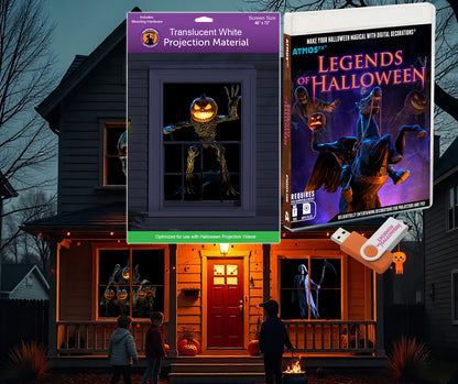 AtmosFX Halloween Digital Decoration USB - Legends of Halloween + 48" x 72" Projection Screen