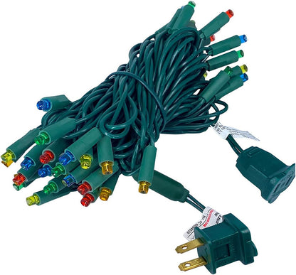 4 pack - 5mm - 50 ct - Multi-Colored LED- 4" spacing - Green wire - 17 ft long