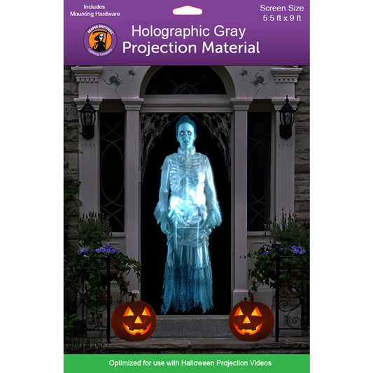 (5.5 ft x 9 ft) Gray Holographic Rear Projection Screen with Mounting Hardware for Projecting Halloween Videos