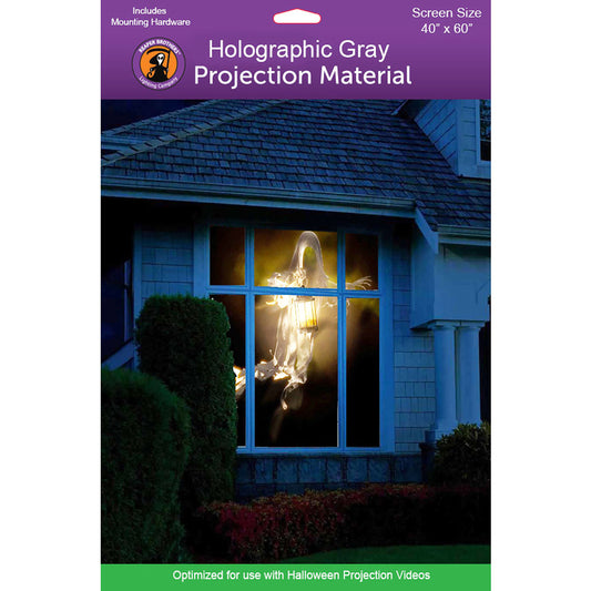 (40" x 60") Gray Door Holographic Rear Projection Screen with Mounting Hardware for Projecting Halloween Videos