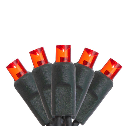4 pack - 5mm - 100 ct - Red LED - 4" spacing - Green wire - 33 ft long