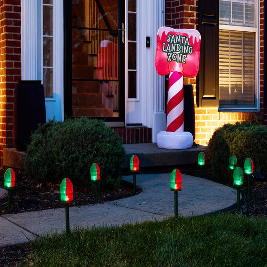 Vintage Santa Runway Lights with Santa Landing Zone Inflatable Sign