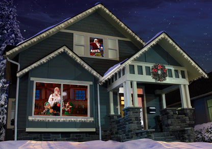 AtmosFX Santa's Workshop Digital Decoration on USB + 48" x 72" White Fabric Rear Projection Screen