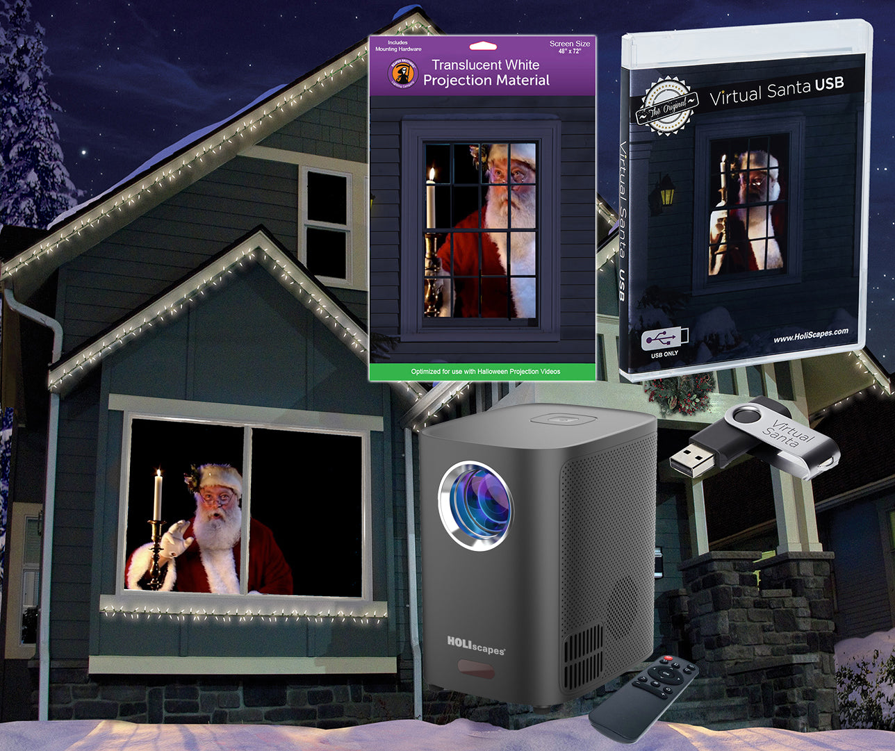 Santa in Window Projector Kit Includes: Santa USB + HD Super Bright Pr ...