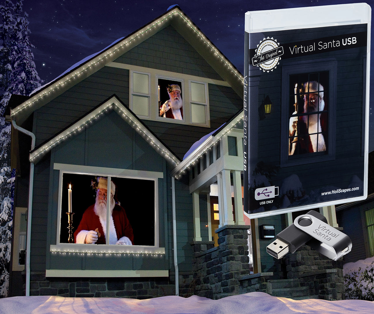 The Original Virtual Santa in The Window Movie on USB