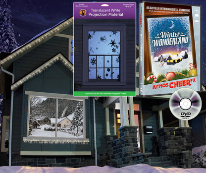 AtmosFX Winter Wonderland DVD + 48" x 72" White Holographic Screen for Christmas Projection
