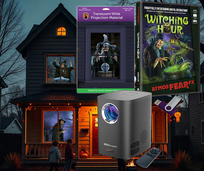 HoliScapes® USB Projector Kit - Witching Hour + Projector + 48" x 72" Projection Screen