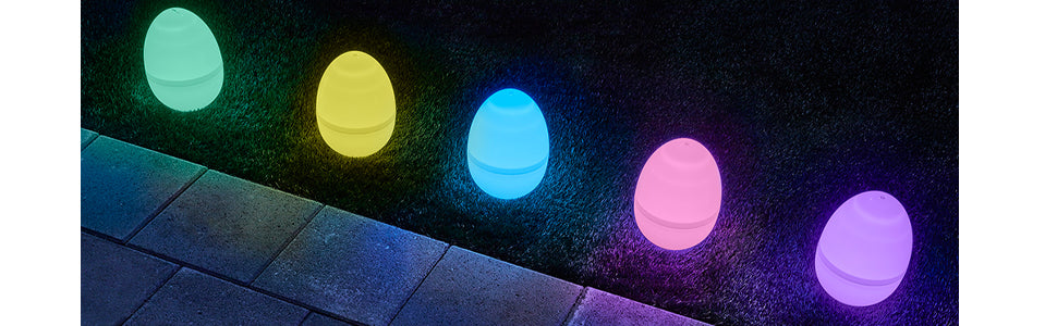Qty 5 - LED Lighted Pastel Colored Jumbo Easter Eggs , 11" Tall, Battery Operated, Built in Timer