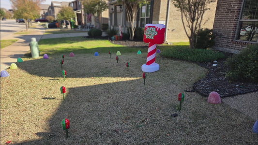 Vintage Santa Runway Lights with Santa Landing Zone Inflatable Sign