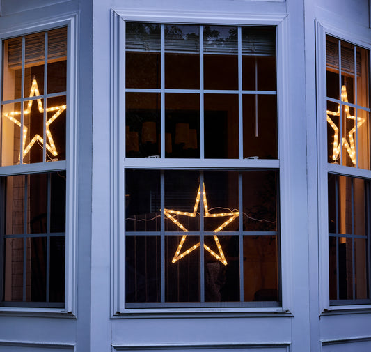 Foldable Stars - Cool White (3 Stars Included) - 120 Total LED Lights - 8 Lighting Modes - 18" Tall